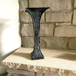 Metal Blue Black unique vase with snake, lizard and mask